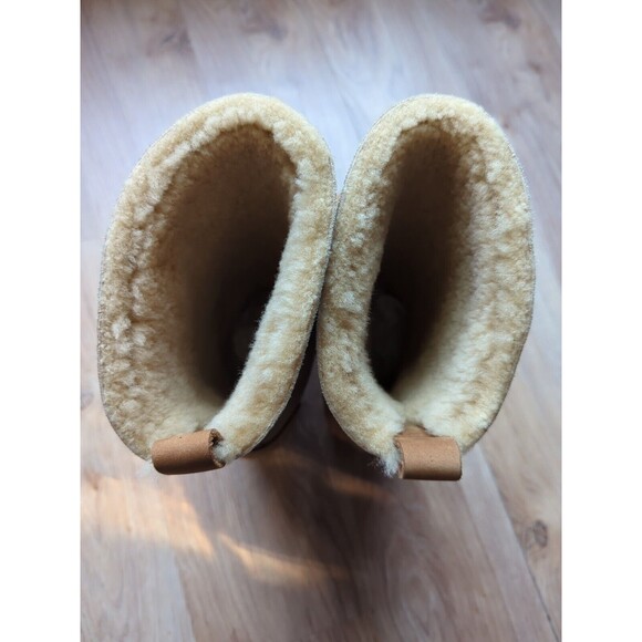 No 6 Pull On Shearling High Boot Wool Lined Wooden Clogs Womens 40 Honey - Picture 2 of 12